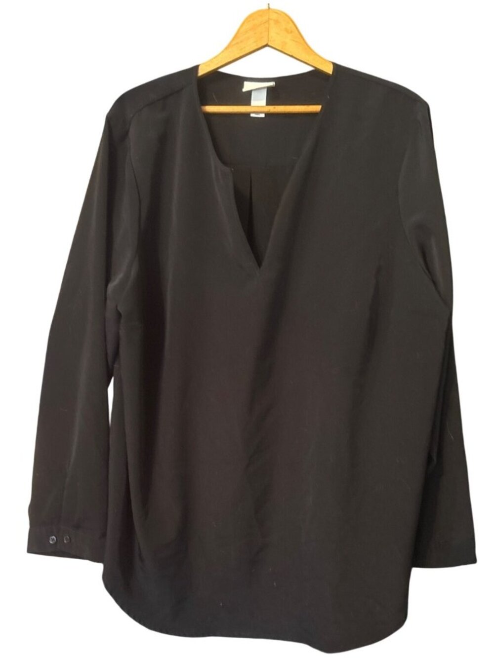 Ava & Viv Women's Long Sleeve V-Neck Blouse Black Plus Size 2X Office